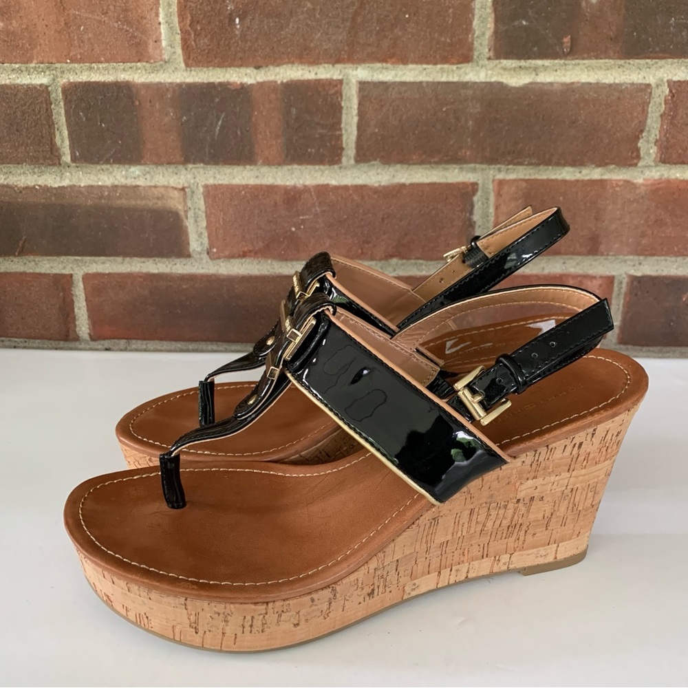 Tommy Hilfiger Womens Maree Black slingback Wedge  Sandals Shoes US 8.5 M - Picture 5 of 9